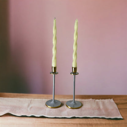 Glossy Grey Irina Candlestick, Set of 2, 20cm
