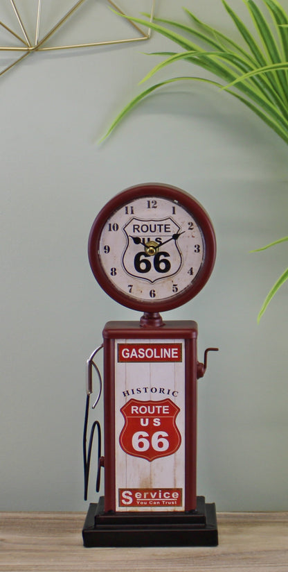 Retro Gas Pump Clock, Red 13x34cm