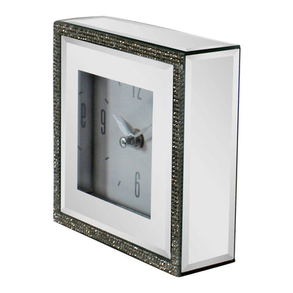 Small Freestanding Mirrored and Jewelled Table Clock
