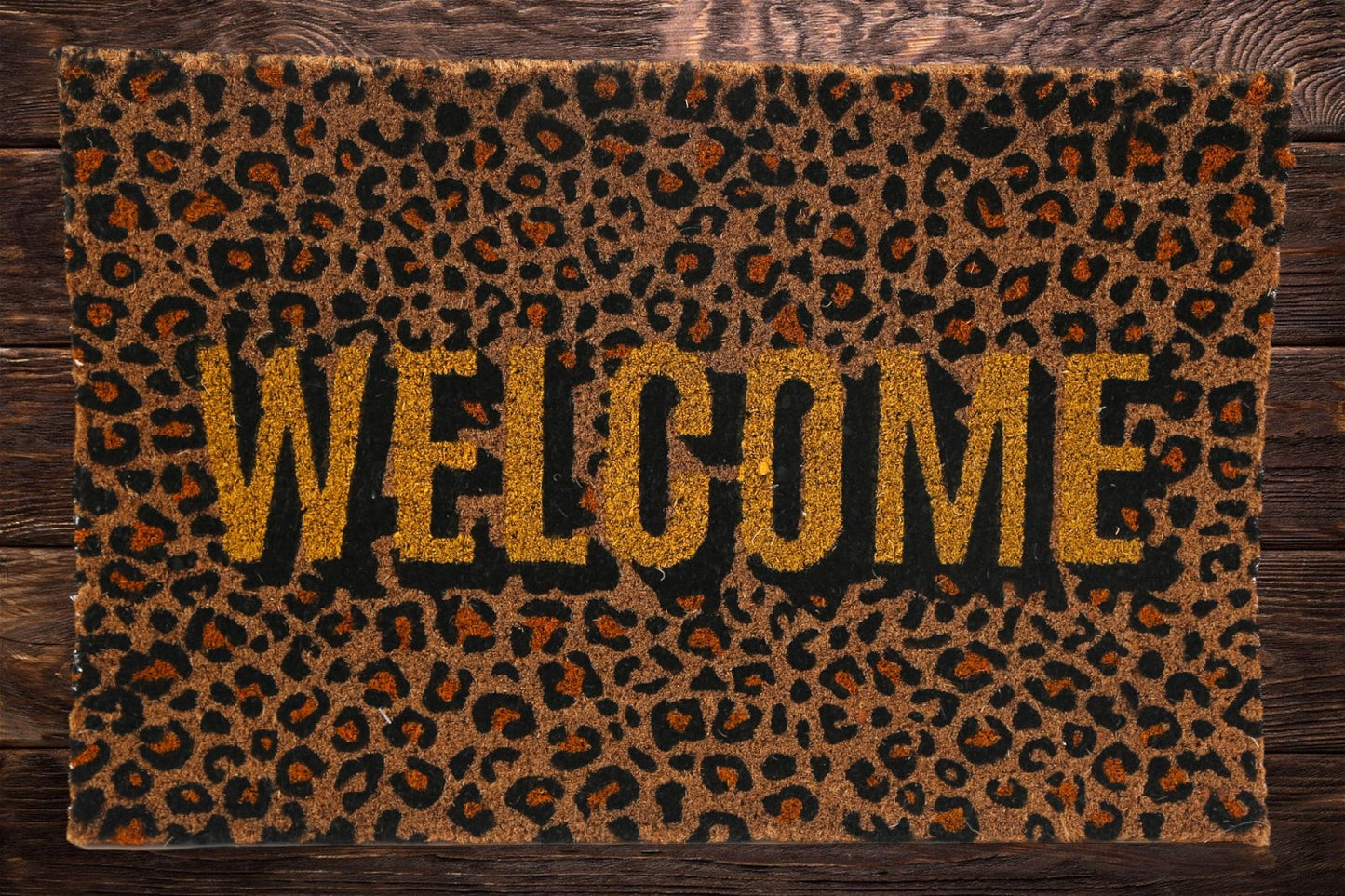 Leopard Print Welcome Coir Doormat 40x60cm
