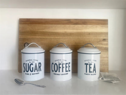 White General Store Tea, Coffee and Sugar Set