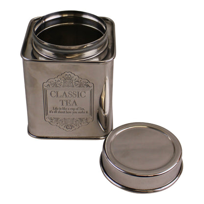 Silver Metal Tea, Coffee & Sugar Storage Tins