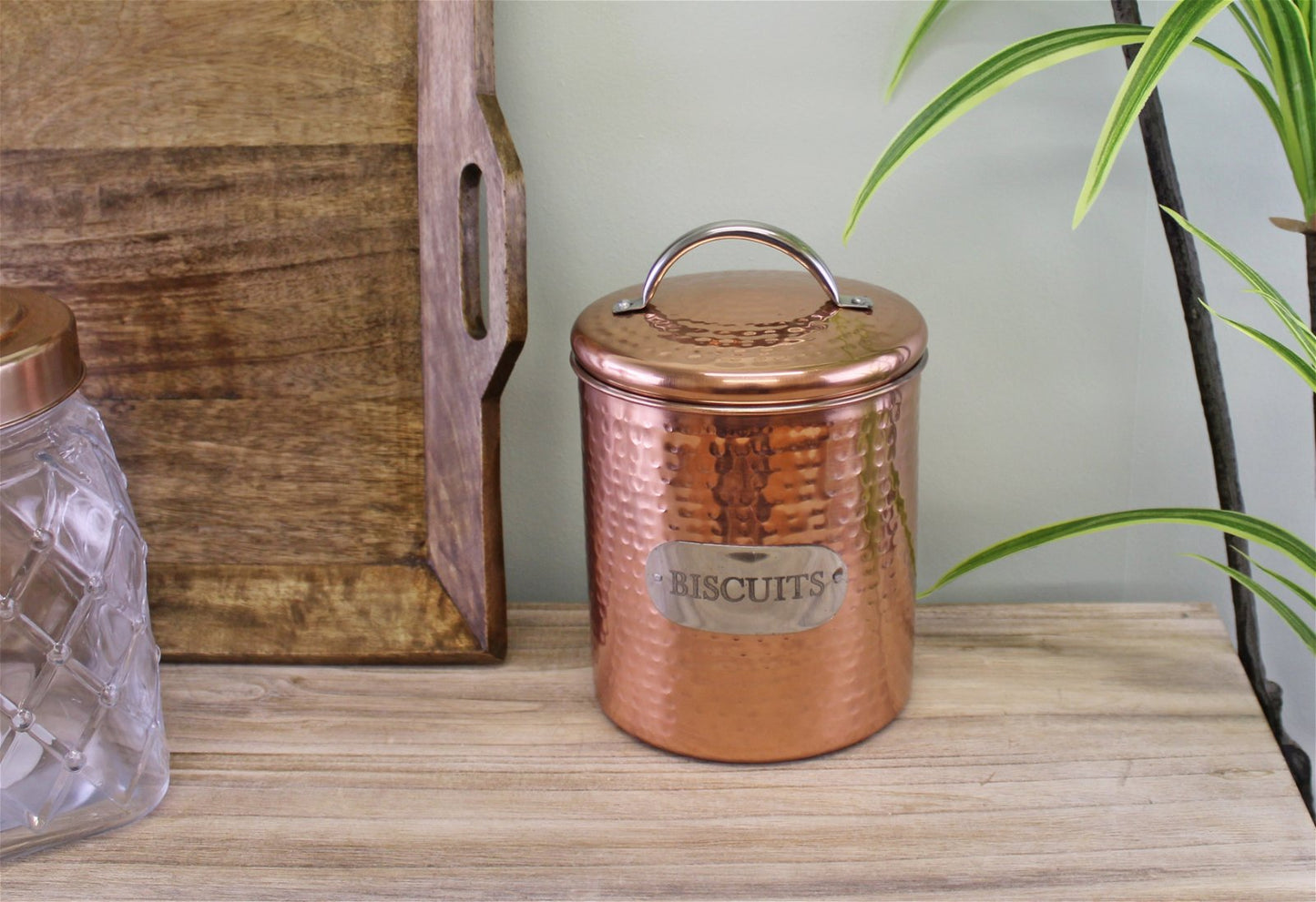 Hammered Copper Biscuit Tin, 17x14cm