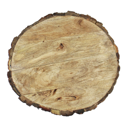 Round Wooden Bark Design Chopping/Serving Board, 30cm.
