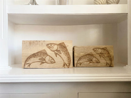 Set Of Two Engraved Salmon Crates