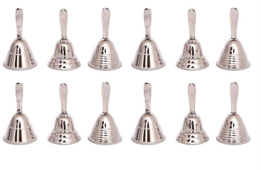 Case of 12 Silver Metal Hand Bells