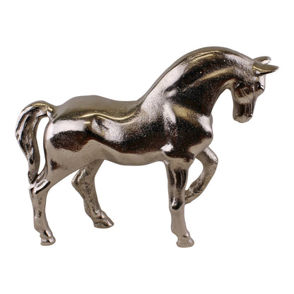 Silver Metal Horse Ornament, 23cm Tall