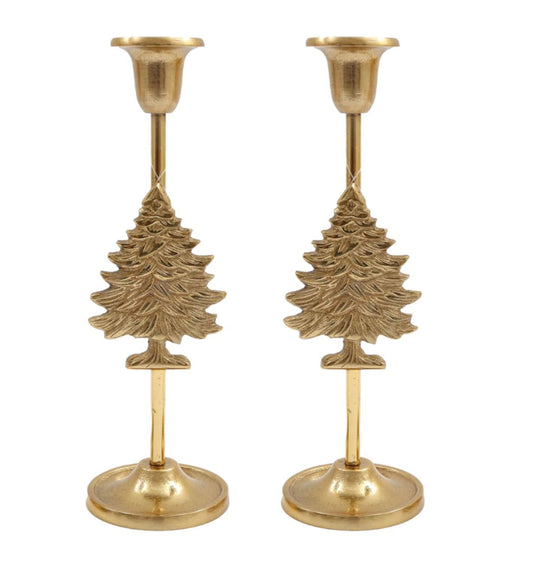 Gold Christmas Tree Candle Stick Holder