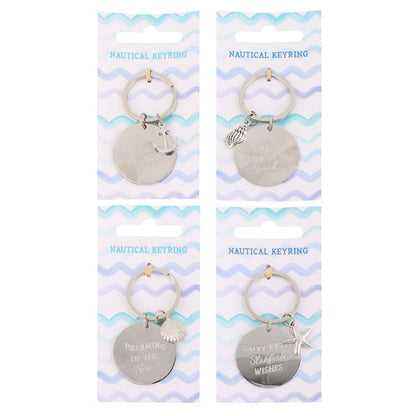 Pack of 12 Nautical Metal Keyrings