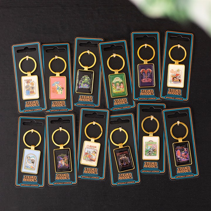 Set of 48 Enamel Keyrings by Steven Rhodes on Display