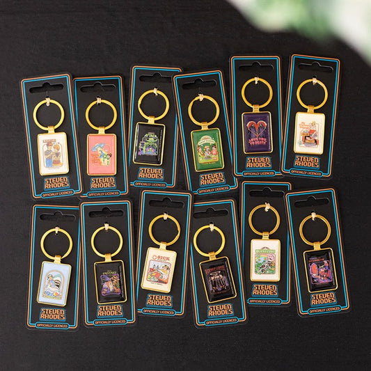 Set of 48 Enamel Keyrings by Steven Rhodes on Display