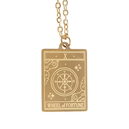 The Wheel of Fortune Vintage Tarot Necklace on Greeting Card