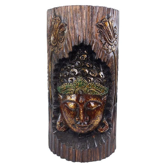 Albasia Wood Carved Buddha Decoration - DuvetDay.co.uk