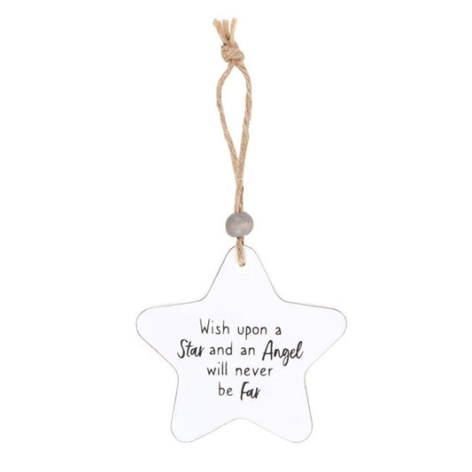 An Angel Will Never Be Far Hanging Star Sentiment Sign - DuvetDay.co.uk