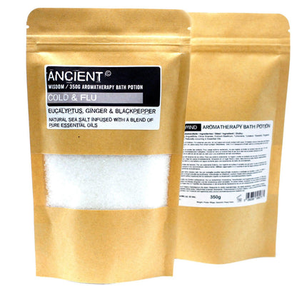 Aromatherapy Bath Potion in Kraft Bag 350g - Colds & Flu - DuvetDay.co.uk