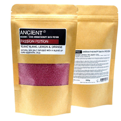 Aromatherapy Bath Potion in Kraft Bag 350g - Passion - DuvetDay.co.uk