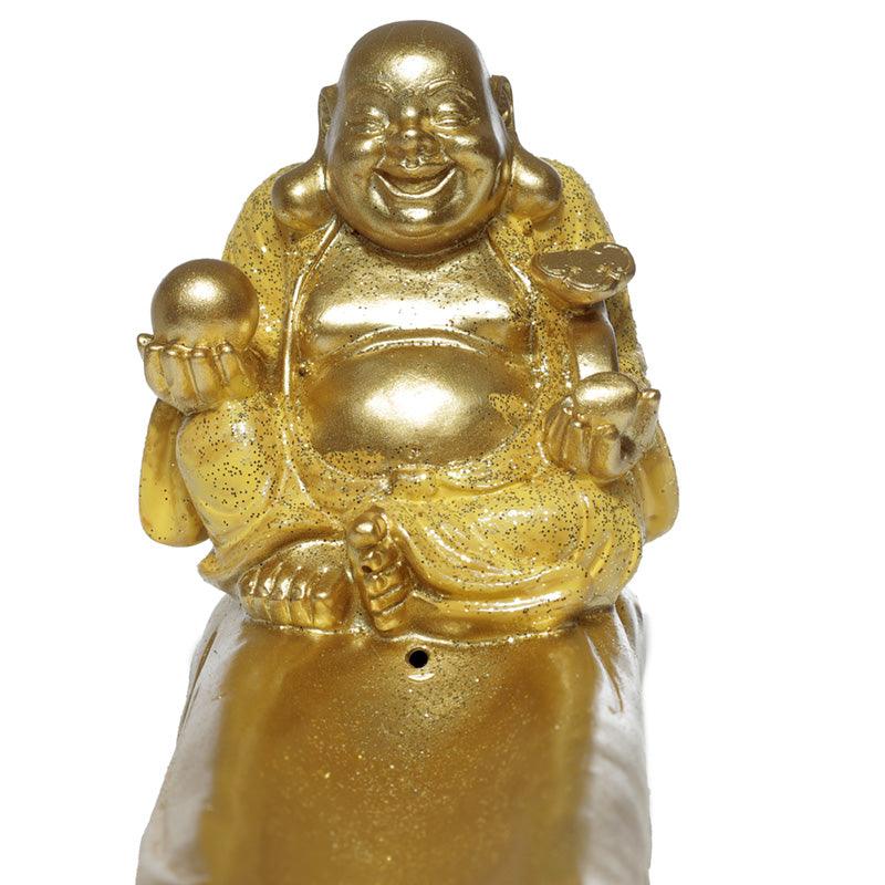 Ash Catcher Incense Stick Burner - Mini Lucky Glitter Chinese Laughing Buddha
