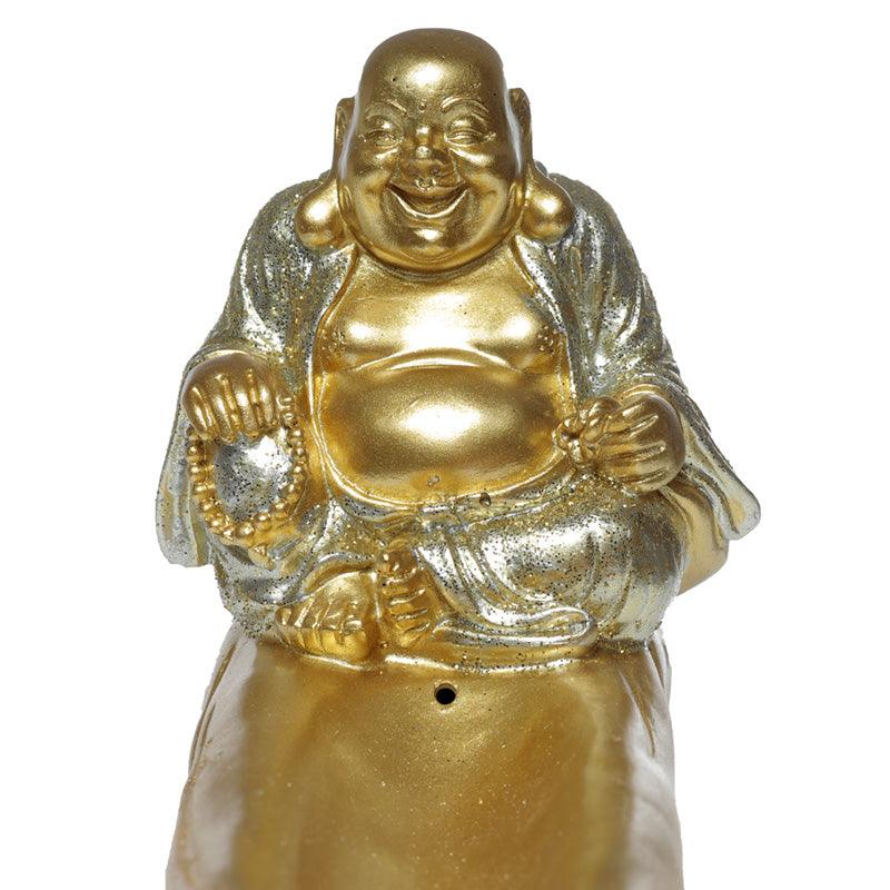 Ash Catcher Incense Stick Burner - Mini Lucky Glitter Chinese Laughing Buddha