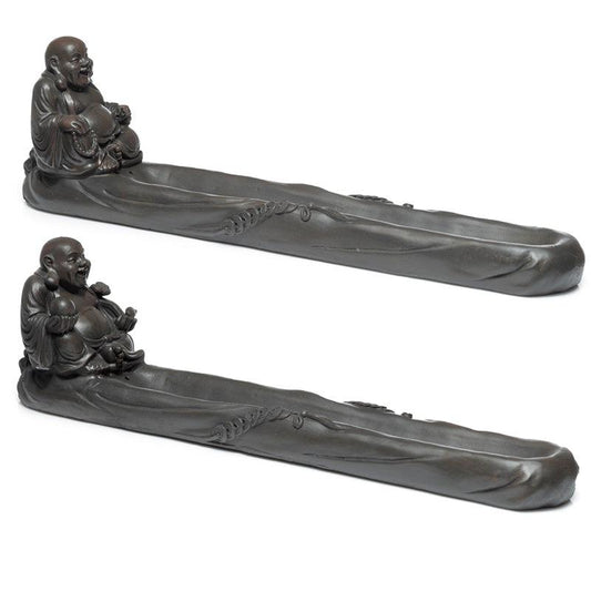 Ash Catcher Incense Stick Burner - Peace of the East Chinese Laughing Buddha - DuvetDay.co.uk