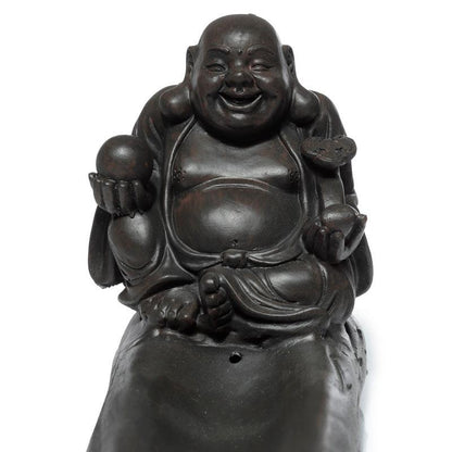 Ash Catcher Incense Stick Burner - Peace of the East Chinese Laughing Buddha - DuvetDay.co.uk