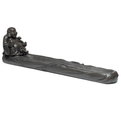 Ash Catcher Incense Stick Burner - Peace of the East Chinese Laughing Buddha - DuvetDay.co.uk