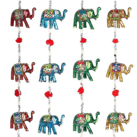 Assorted Hanging Elephant Decoration with Bell - DuvetDay.co.uk