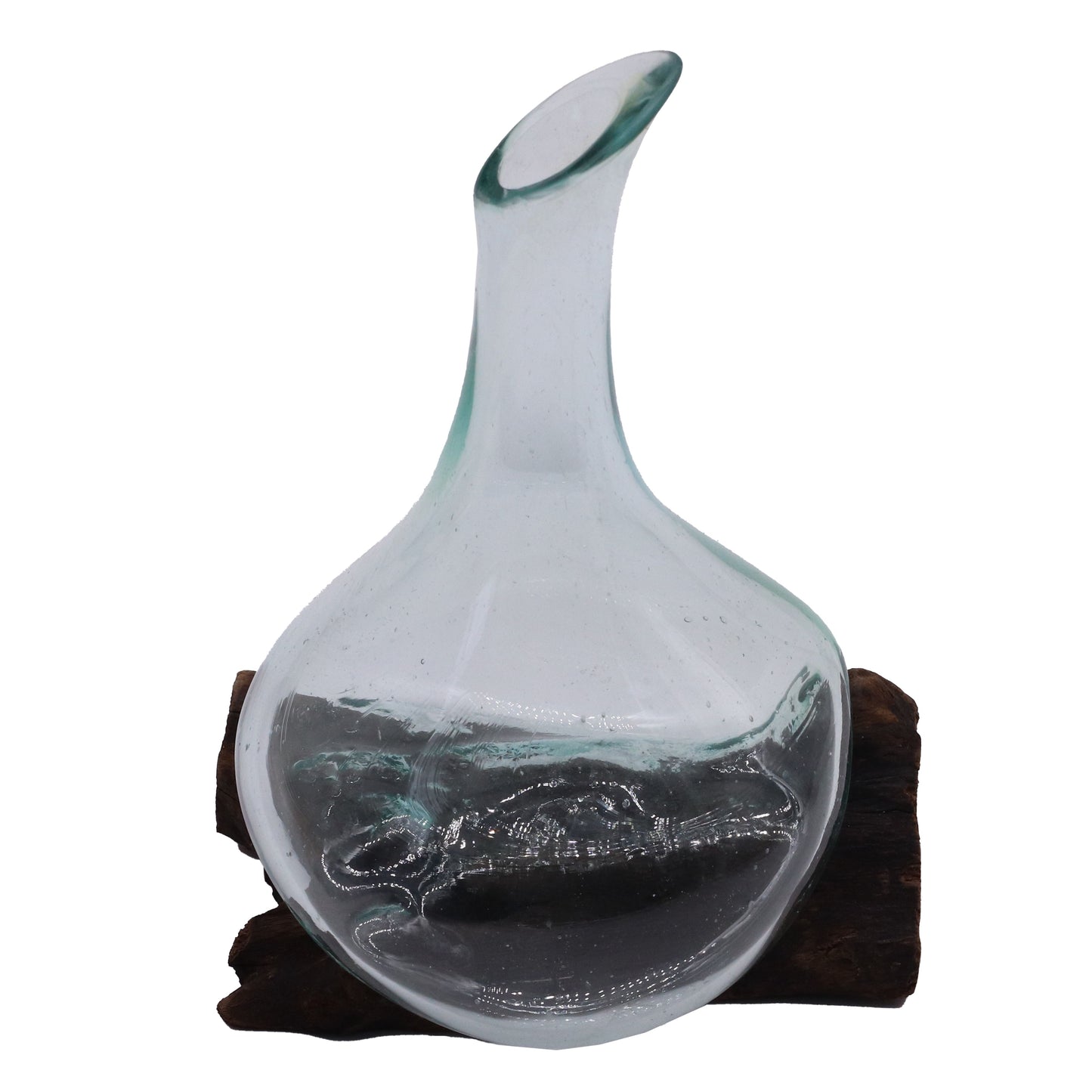 Molten Glass Mini Decanter on Wood 20cm