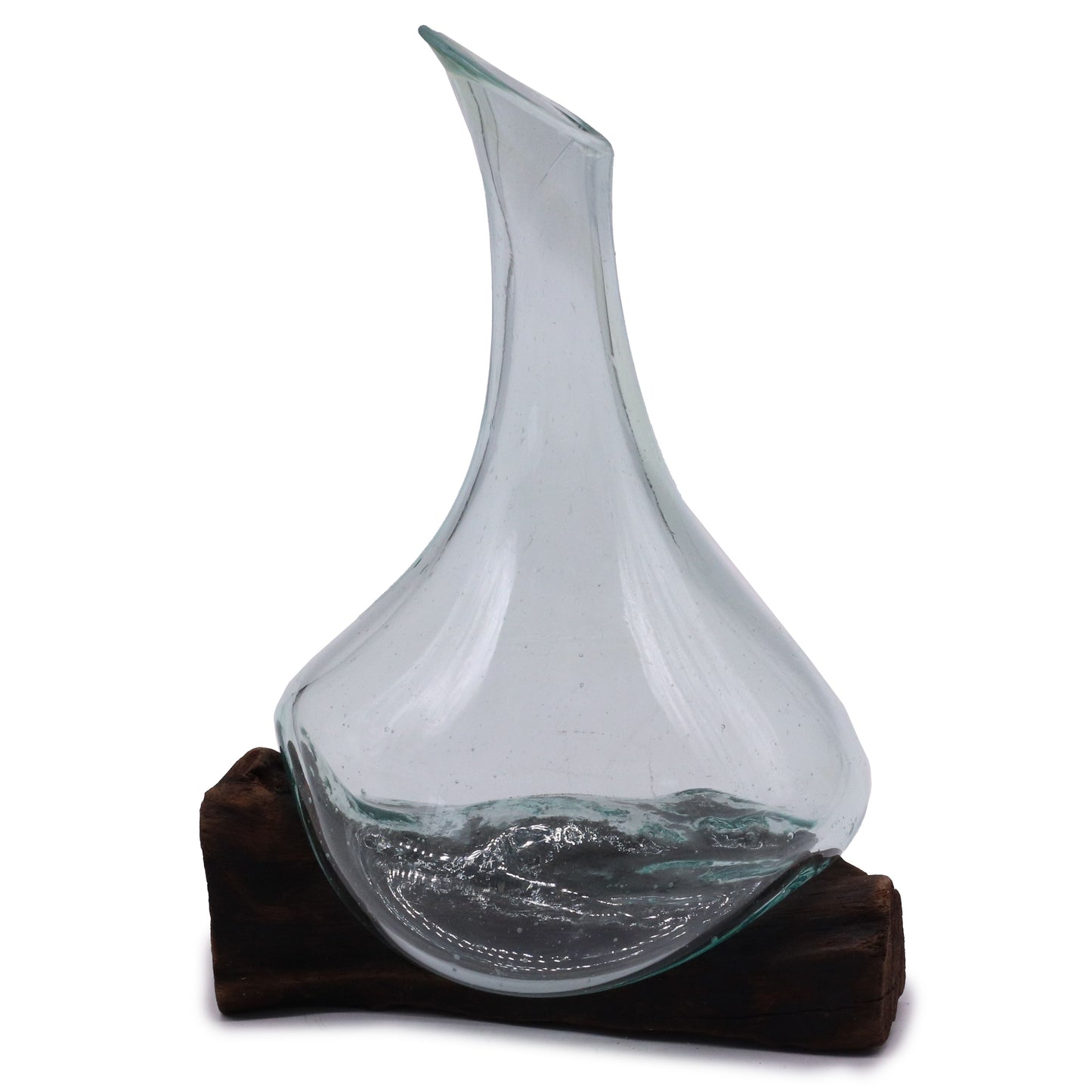 Molten Glass Mini Decanter on Wood 20cm