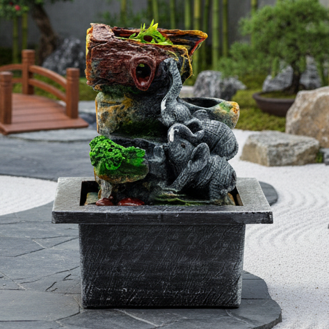 Tabletop Water Feature - 20cm - Elephant in Love