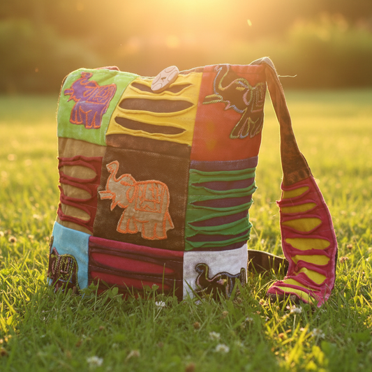 Ethnic Sling Bag - Chocolate / Elephant