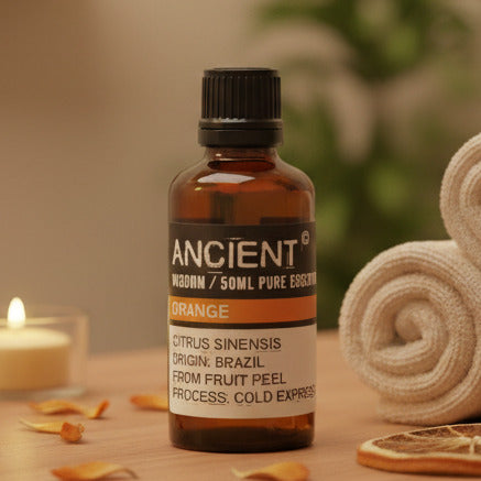 Brown glass bottle with a label on a white background
