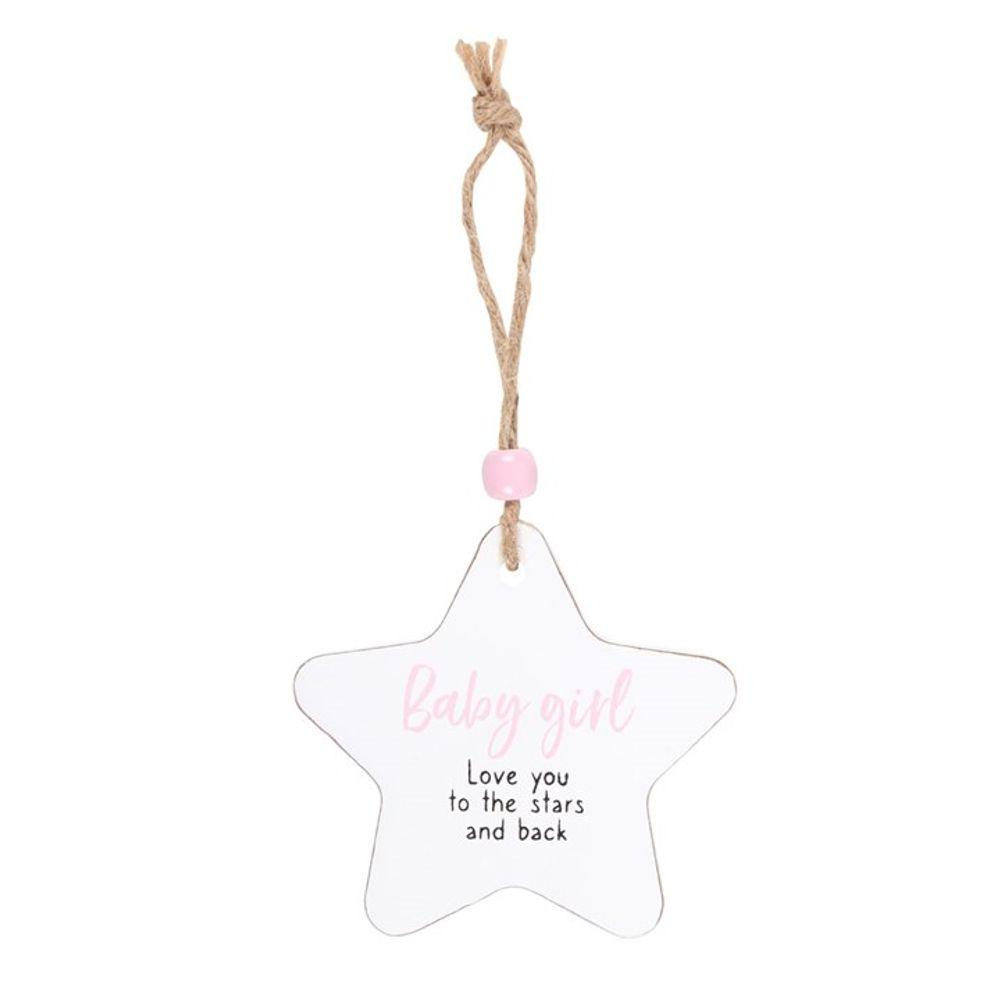 Baby Girl Hanging Star Sentiment Sign - DuvetDay.co.uk