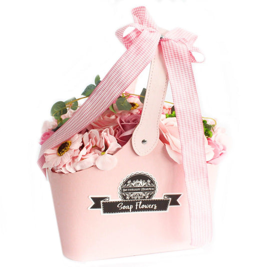 Basket Soap Flower Bouquet - Pink - DuvetDay.co.uk