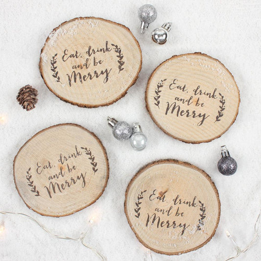 Be Merry Printed Log Set of 4 Coasters