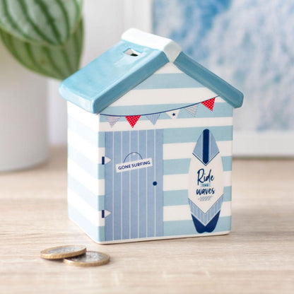 Beach Hut Ceramic Money Box - DuvetDay.co.uk