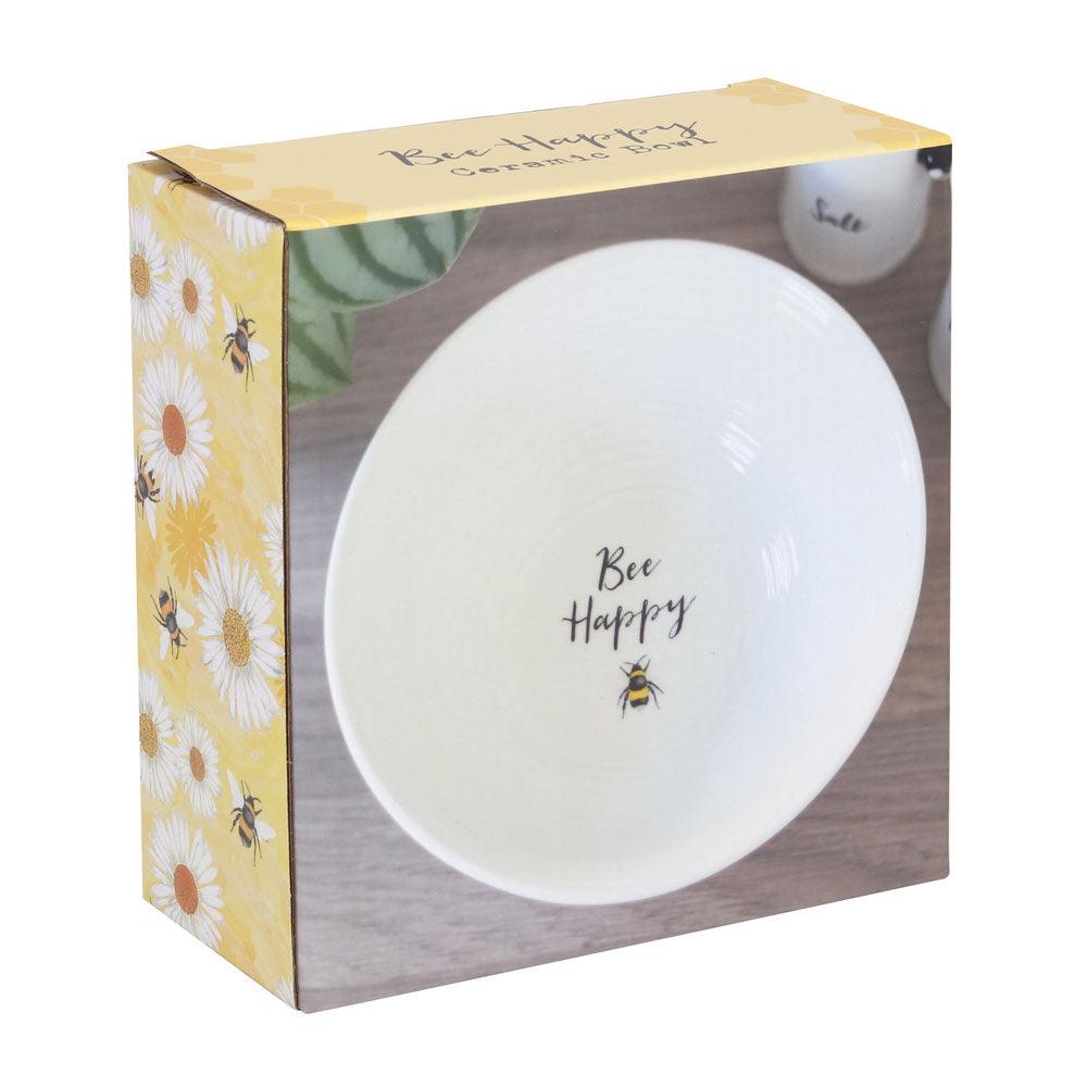 Bee Happy Ceramic Bowl - DuvetDay.co.uk