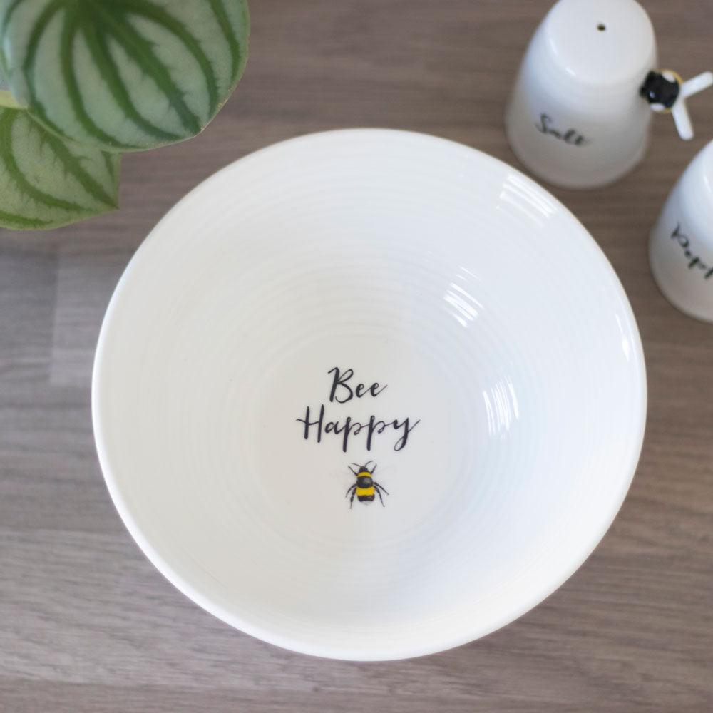 Bee Happy Ceramic Bowl - DuvetDay.co.uk