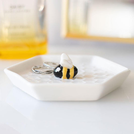 Bee Hexagonal Trinket Dish - DuvetDay.co.uk