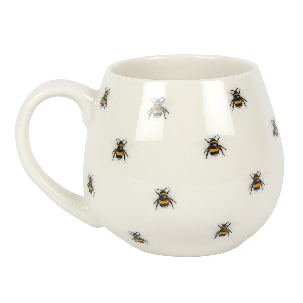 Bee Print Rounded Mug - DuvetDay.co.uk