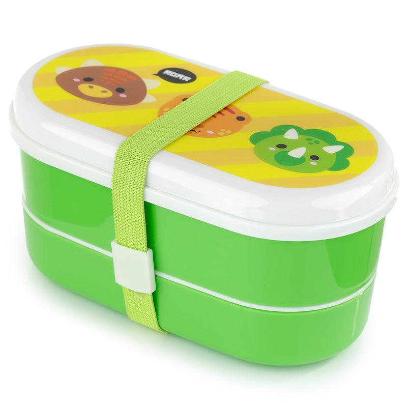 Bento Lunch Box with Fork & Spoon - Adoramals Dinosaur - DuvetDay.co.uk
