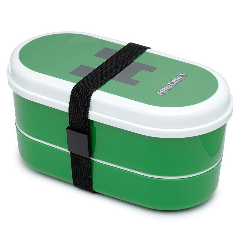 Bento Lunch Box with Fork & Spoon - Minecraft Creeper - DuvetDay.co.uk