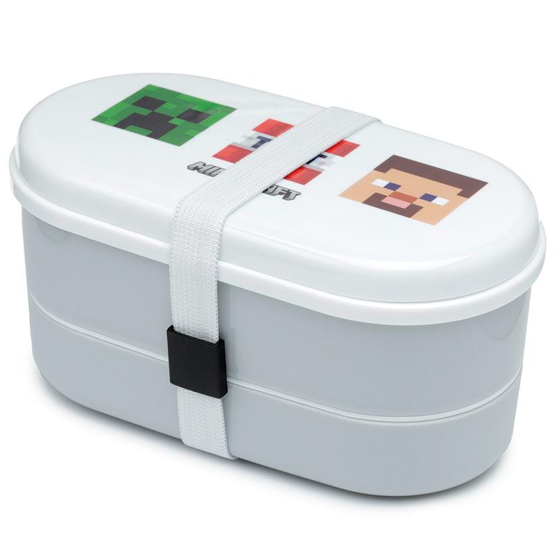 Bento Lunch Box with Fork & Spoon - Minecraft Faces - DuvetDay.co.uk