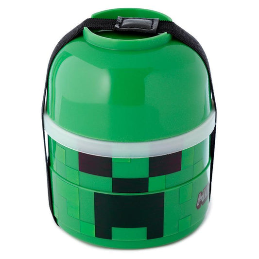 Bento Round Stacked Lunch Box - Minecraft Creeper - DuvetDay.co.uk