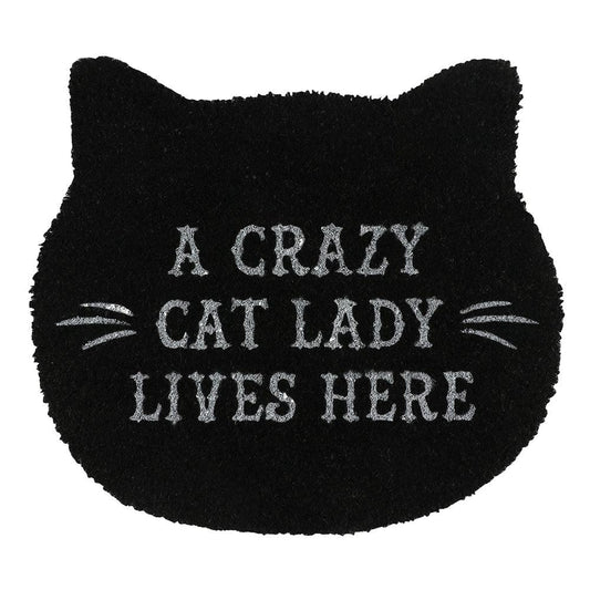 Black Cat Lady Cat Shaped Doormat