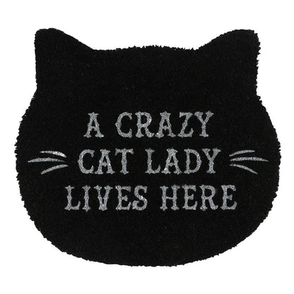 Black Cat Lady Cat Shaped Doormat - DuvetDay.co.uk