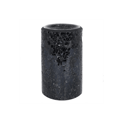 Black Crackle Glass Pillar Oil Burner - DuvetDay.co.uk