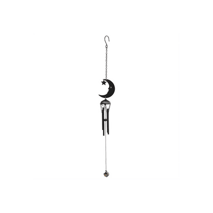 Black Crescent Moon Cutout Windchime - DuvetDay.co.uk