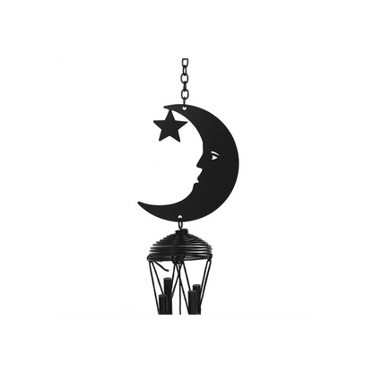 Black Crescent Moon Cutout Windchime - DuvetDay.co.uk