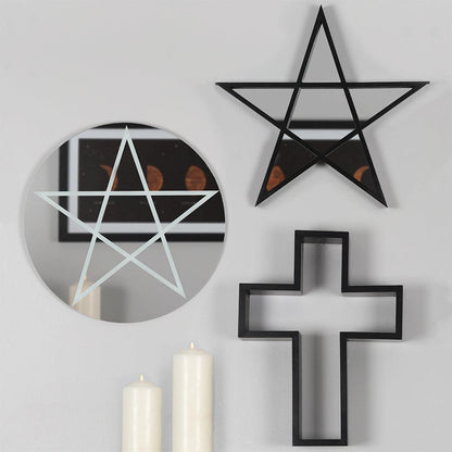 Black Framed Pentagram Mirror - DuvetDay.co.uk