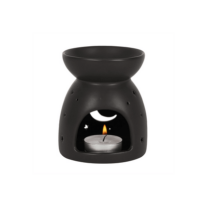 Black Mystical Moon Cut Out Oil Burner - DuvetDay.co.uk